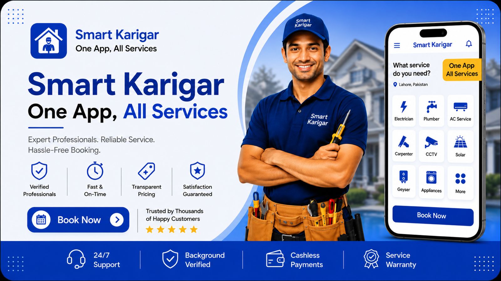 Smart Karigar — One App, All Services promotional banner